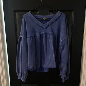 Blue V-Neck Sweatshirt